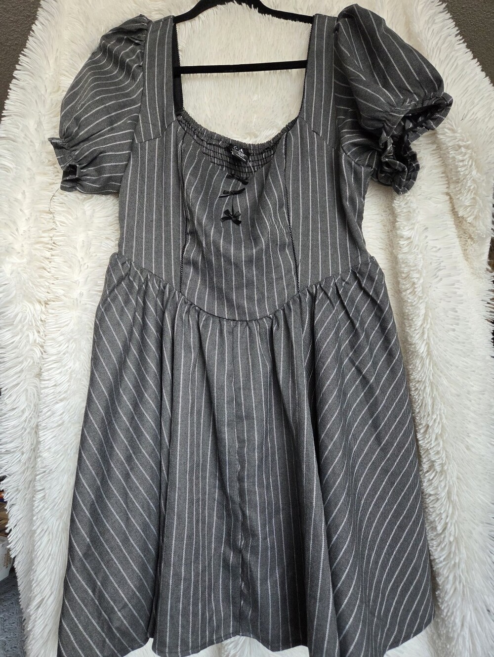 Cosmic Aura Grey Pinstripe Dress